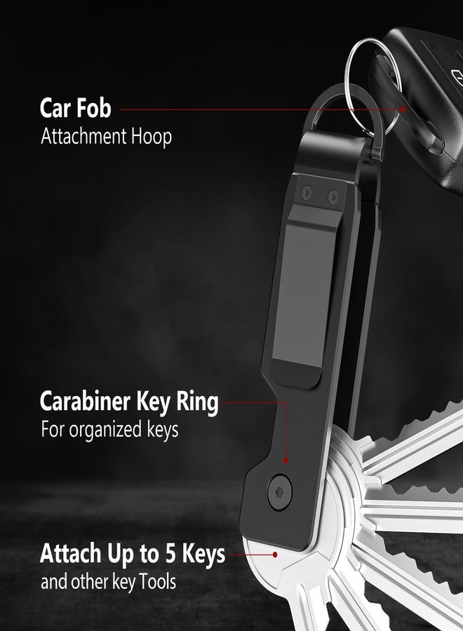 TUXON Key Organizer For Men - Compact Metal Key Holder | Minimalist Innovative Keyholder | Smart Keychain Secures 1-5 Keys (BLACK) - Image 3